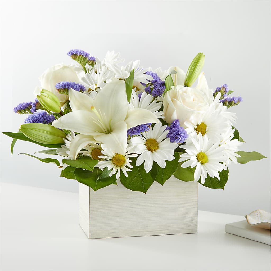 Beyond Blue Box Bouquet – Knaup Floral Inc, Cape Girardeau MO