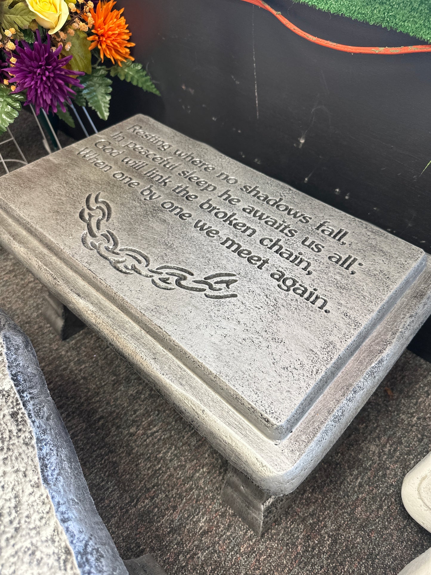 Resting where no shadows fall Stone Bench – Knaup Floral Inc, Cape Girardeau MO