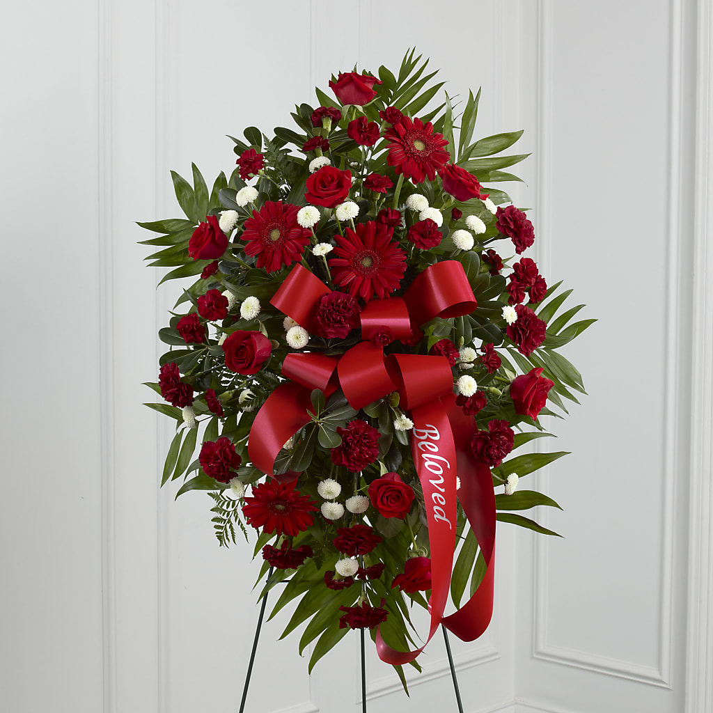 Treasured Memories Standing Spray – Knaup Floral Inc, Cape Girardeau MO