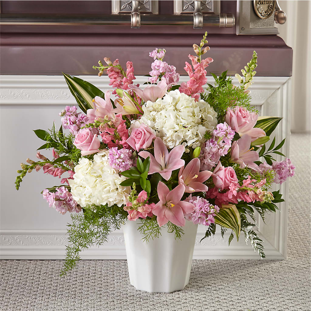 Simply Serene Floor Basket – Knaup Floral Inc, Cape Girardeau MO