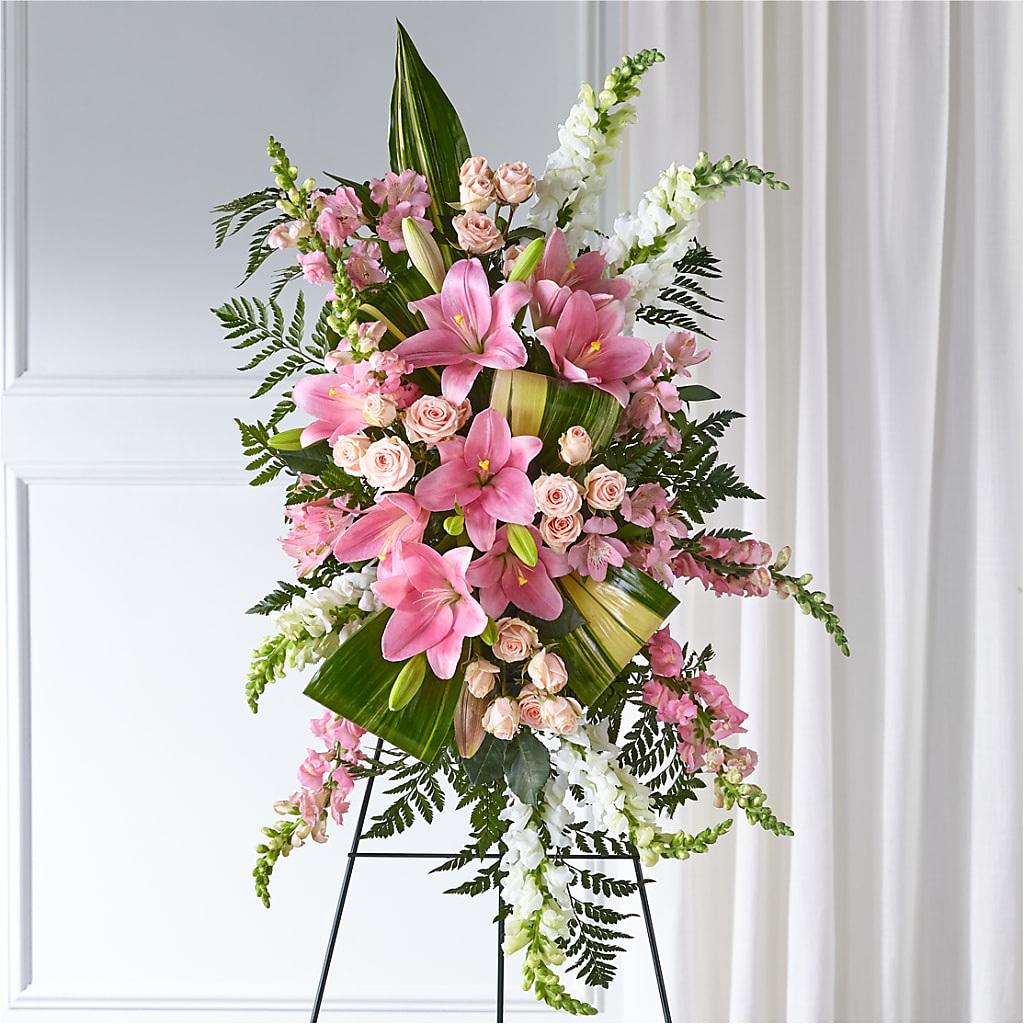 Elegant Embrace Standing Spray – Knaup Floral Inc, Cape Girardeau MO
