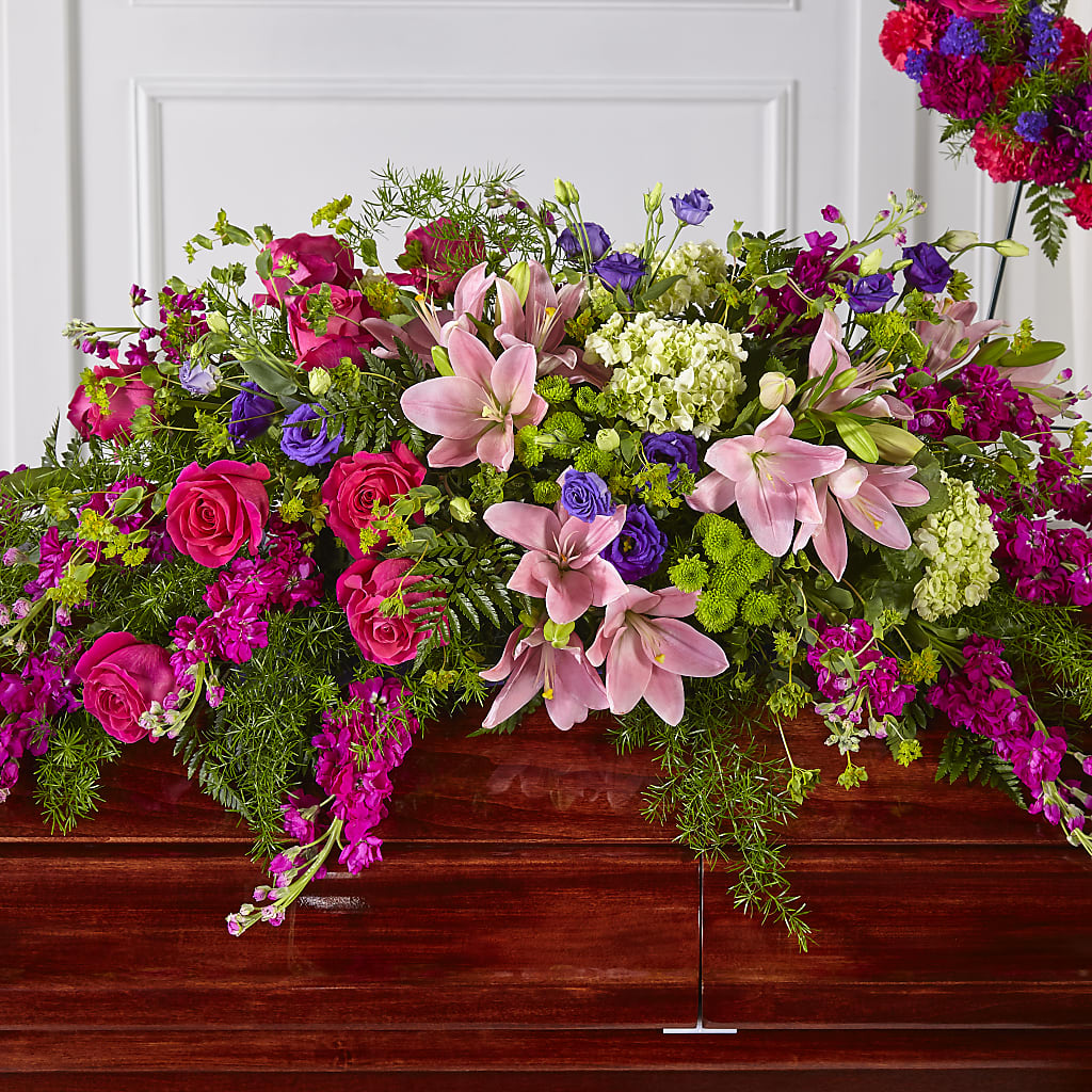 Radiant Tribute Casket Spray – Knaup Floral Inc, Cape Girardeau MO