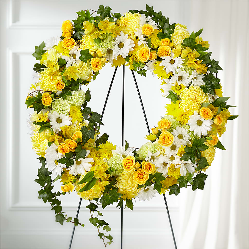 Golden Remembrance Wreath – Knaup Floral Inc, Cape Girardeau MO