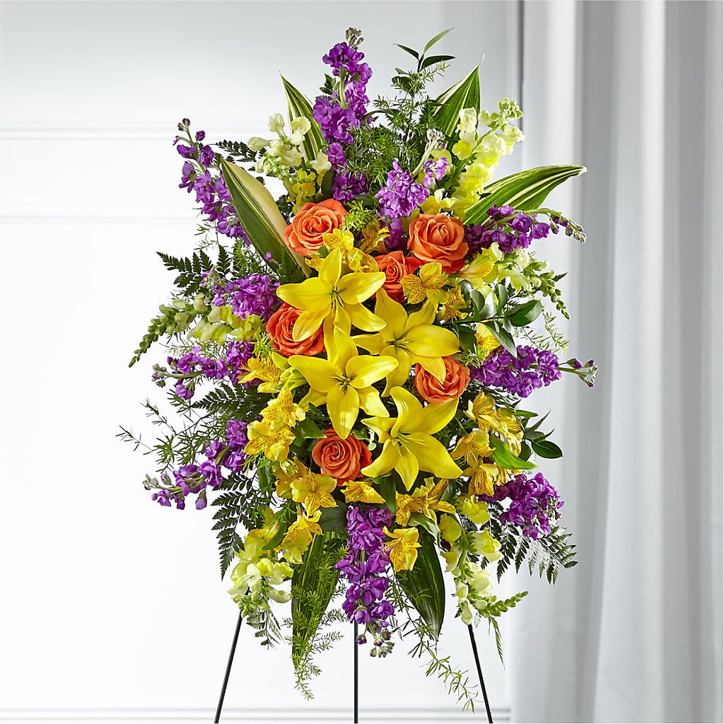 Thoughtful Prayers Standing Spray – Knaup Floral Inc, Cape Girardeau MO