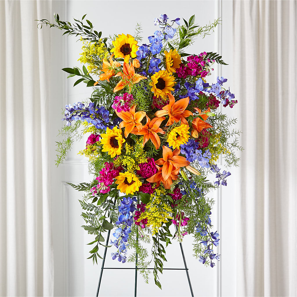 Sunlit Memories Standing Spray (Standard) – Knaup Floral Inc, Cape Girardeau MO