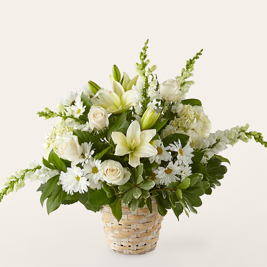 Ivory Elegance Floral Basket – Knaup Floral Inc, Cape Girardeau MO