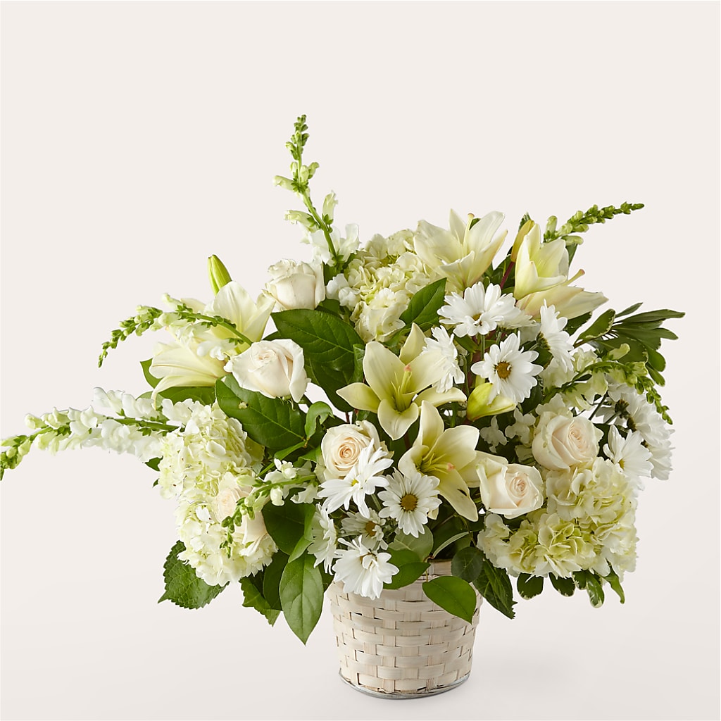 Ivory Elegance Floral Basket – Knaup Floral Inc, Cape Girardeau MO