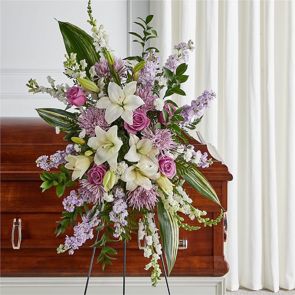 Grateful Hearts Standing Spray – Knaup Floral Inc, Cape Girardeau MO