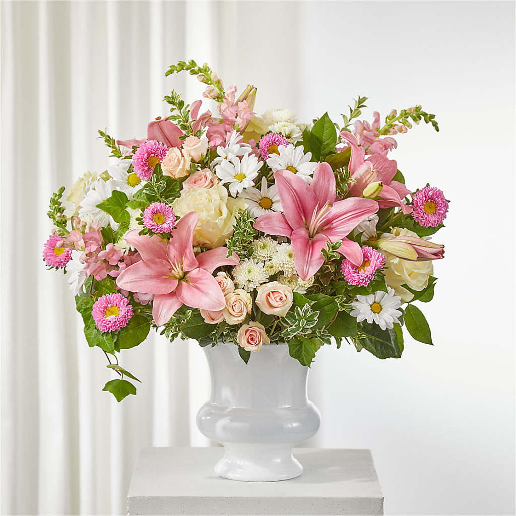 Empathetic Blooms Urn Arrangement – Knaup Floral Inc, Cape Girardeau MO