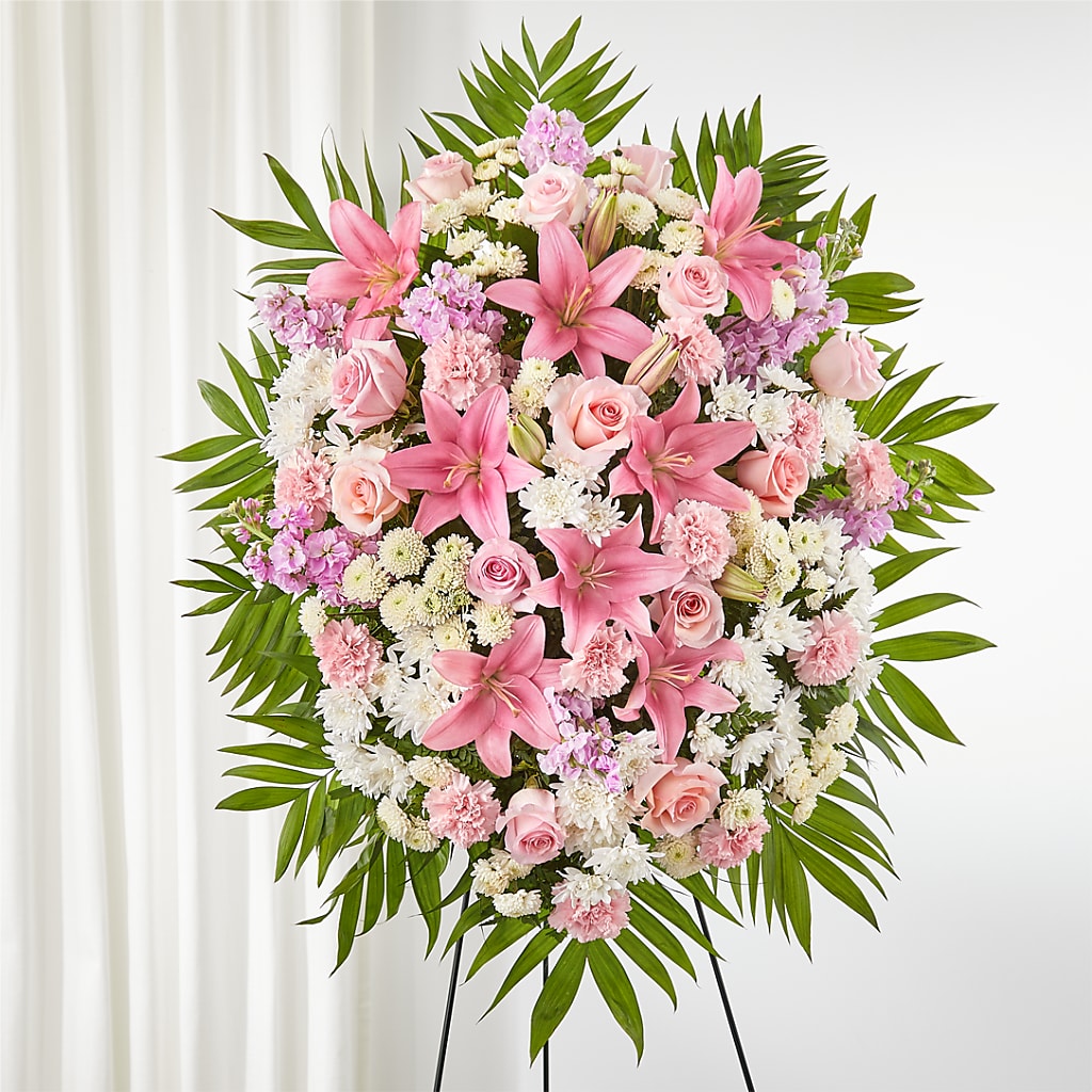 Offering Solace Standing Spray – Knaup Floral Inc, Cape Girardeau MO