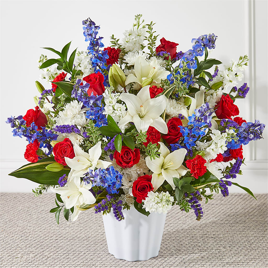 Consoled Floor Basket – Knaup Floral Inc, Cape Girardeau MO