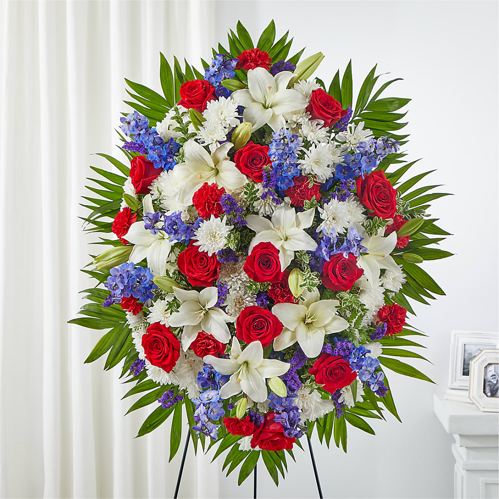 Cherished Service Standing Spray – Knaup Floral Inc, Cape Girardeau MO