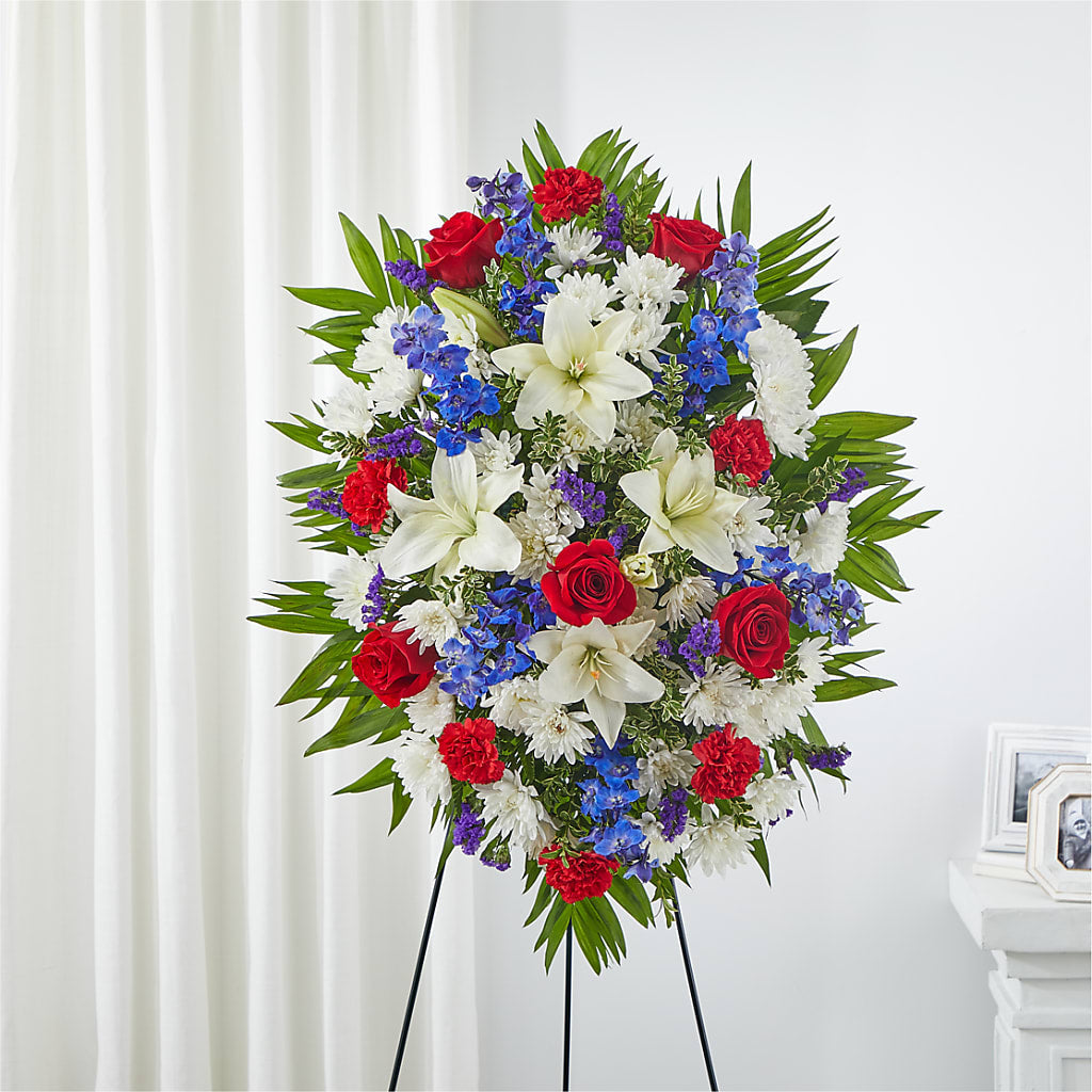Cherished Service Standing Spray – Knaup Floral Inc, Cape Girardeau MO
