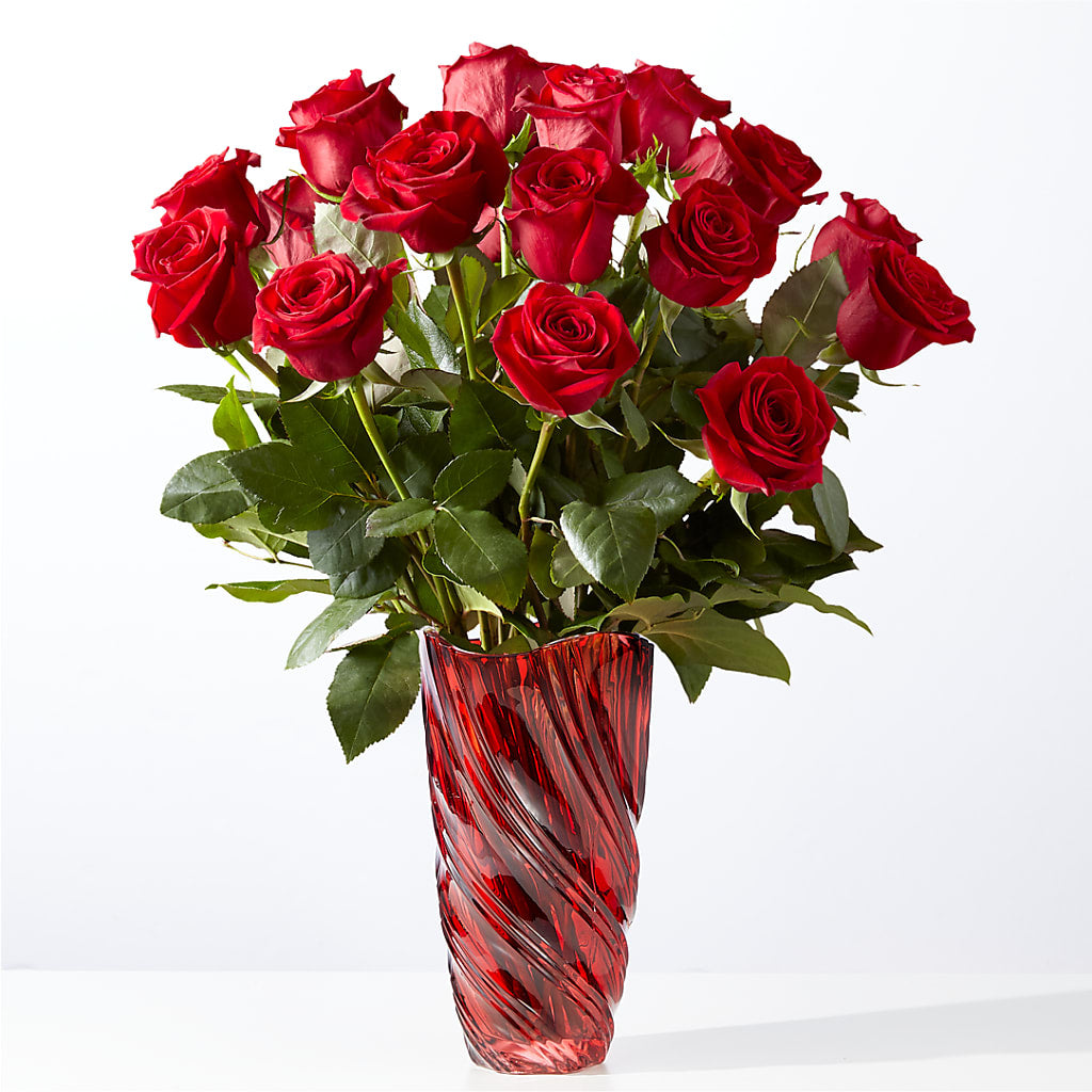 Classic Love Red Rose Bouquet with Luxe Swirl Vase – Knaup Floral Inc, Cape Girardeau MO