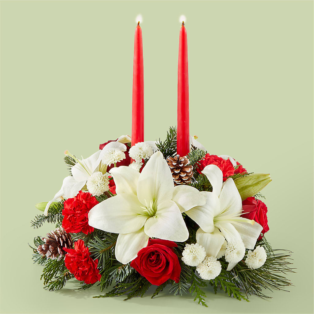 Seasonal Festivities Centerpiece – Knaup Floral Inc, Cape Girardeau MO