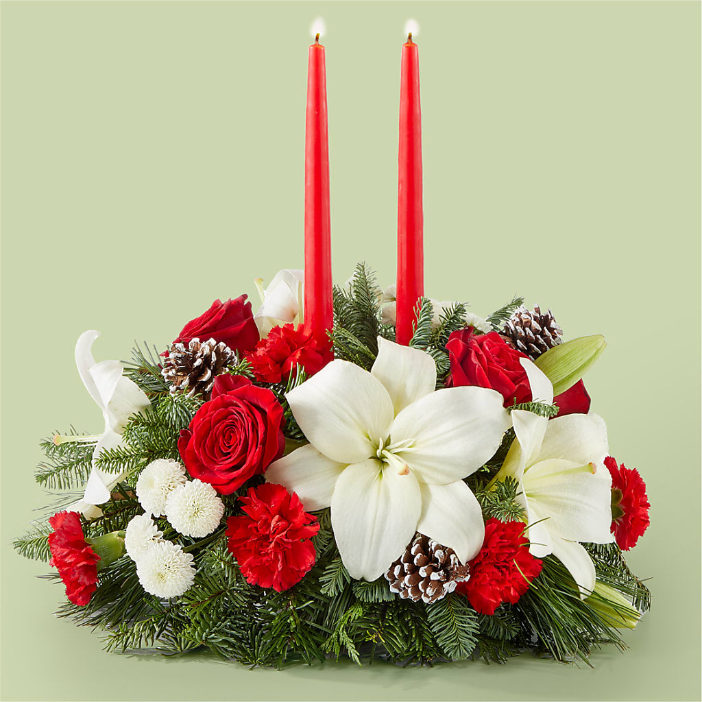 Seasonal Festivities Centerpiece – Knaup Floral Inc, Cape Girardeau MO