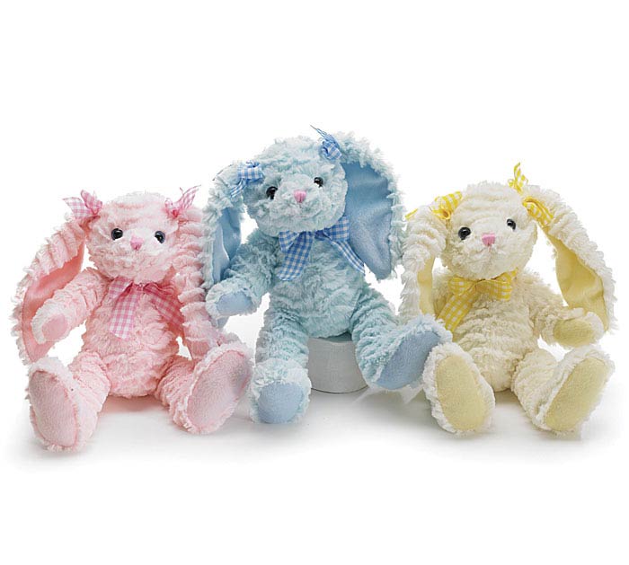PLUSH PINK/BLUE/YELLOW PONYTAIL BUNNY