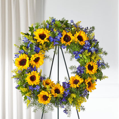 Bright Rays Wreath –  Knaup Floral Inc, Cape Girardeau MO